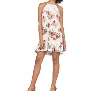 Volcom Womens Shello Mini Dress Floral Beachy Crochet Sleeveless Romantic Boho